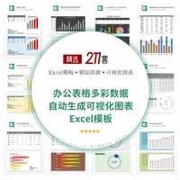 211份办公表格多彩数据自动生成可视化图表Excel模板